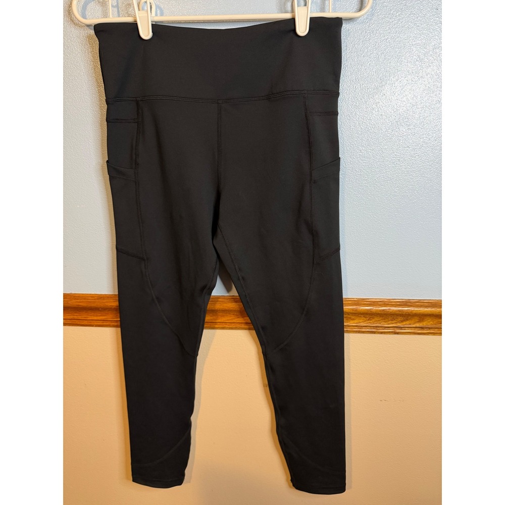 Zyia Active Black High Waisted Pocket Leggings Size 8-10 Cropped Yoga Pants